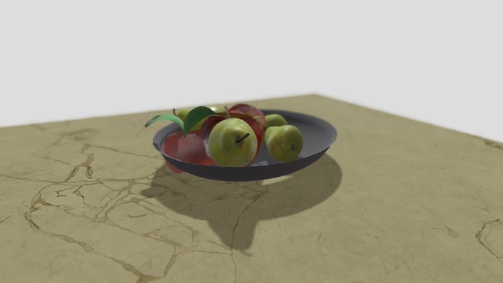 Pear & Apple Fruit Bowl 3D Model