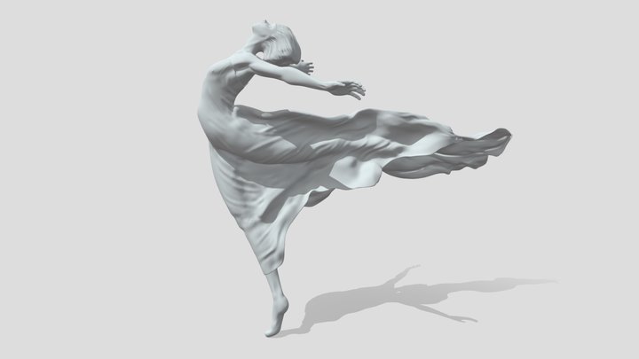 Girl against wind 3D Model