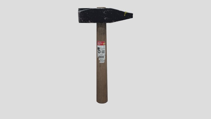 Construction hammer with wood hand 3D Model