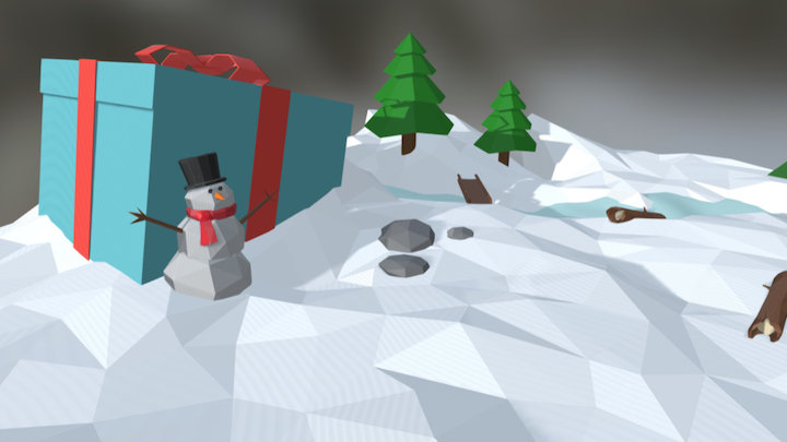 Low Poly Christmas Forest 3D Model