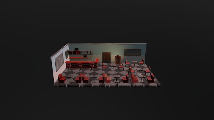 American Diner Diorama 3D Model