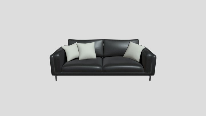 SOFA BLACK LEATHER LOW POLY 3D Model