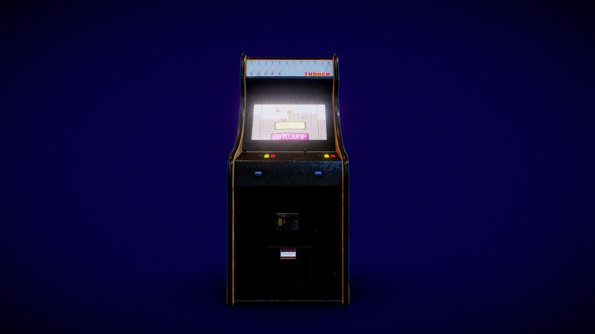3D model Oldschool Arcade Game Machine - This is a 3D model of the Oldschool Arcade Game Machine. The 3D model is about a black rectangular object with a screen.