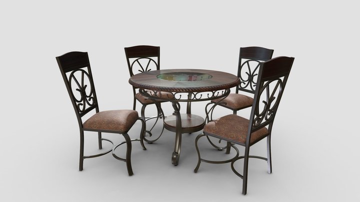 Dining Table and Chair Set 3D Model