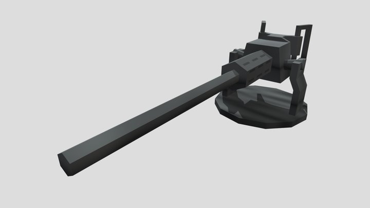 Low-Poly Machine Gun 3D Model