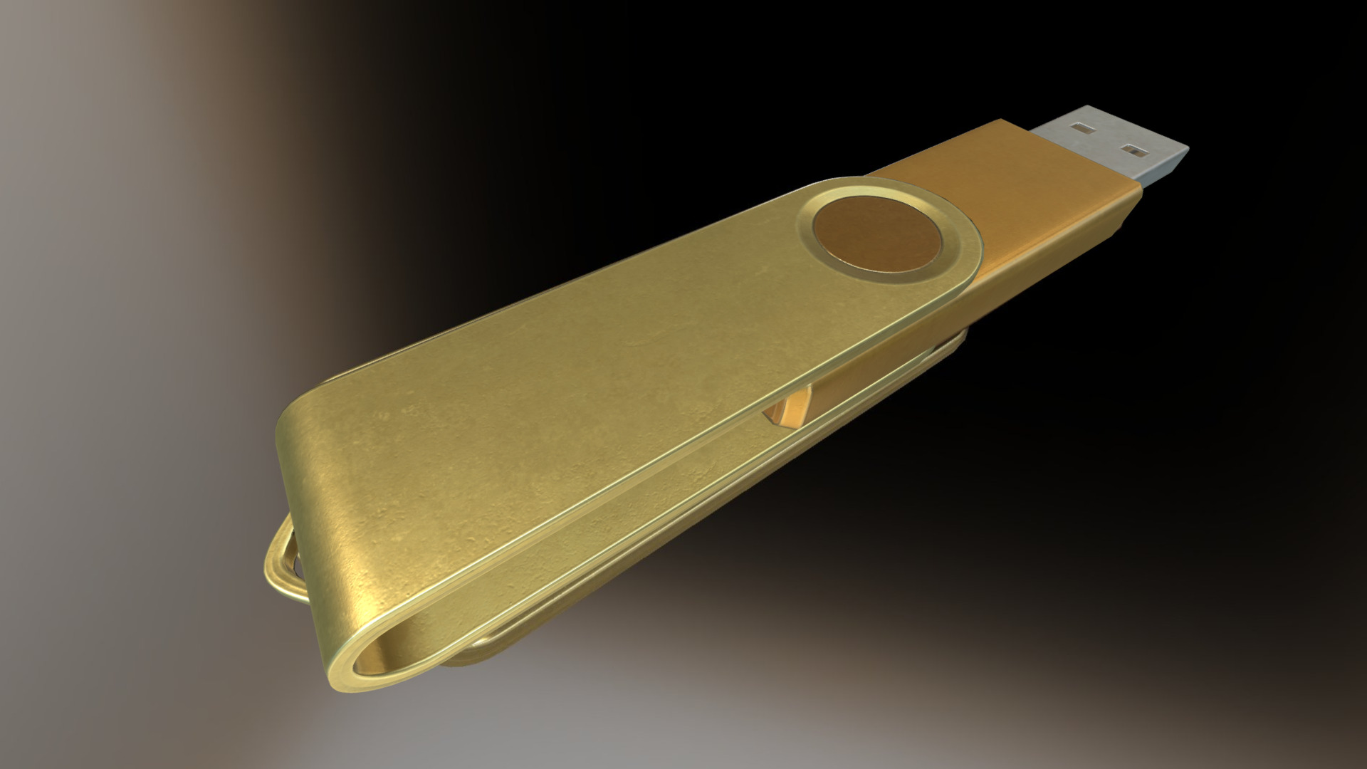 3D model USB Stick Low Poly Gold Version - This is a 3D model of the USB Stick Low Poly Gold Version. The 3D model is about a gold and silver cell phone.