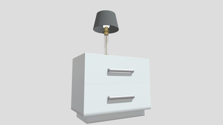 Bed Side Table with lamp 3D Model