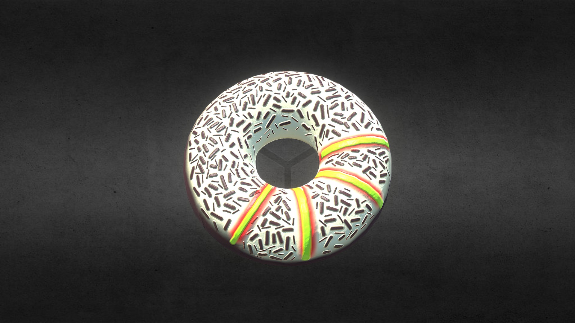 3D model Donuts 05 - This is a 3D model of the Donuts 05. The 3D model is about a circular object with a design on it.