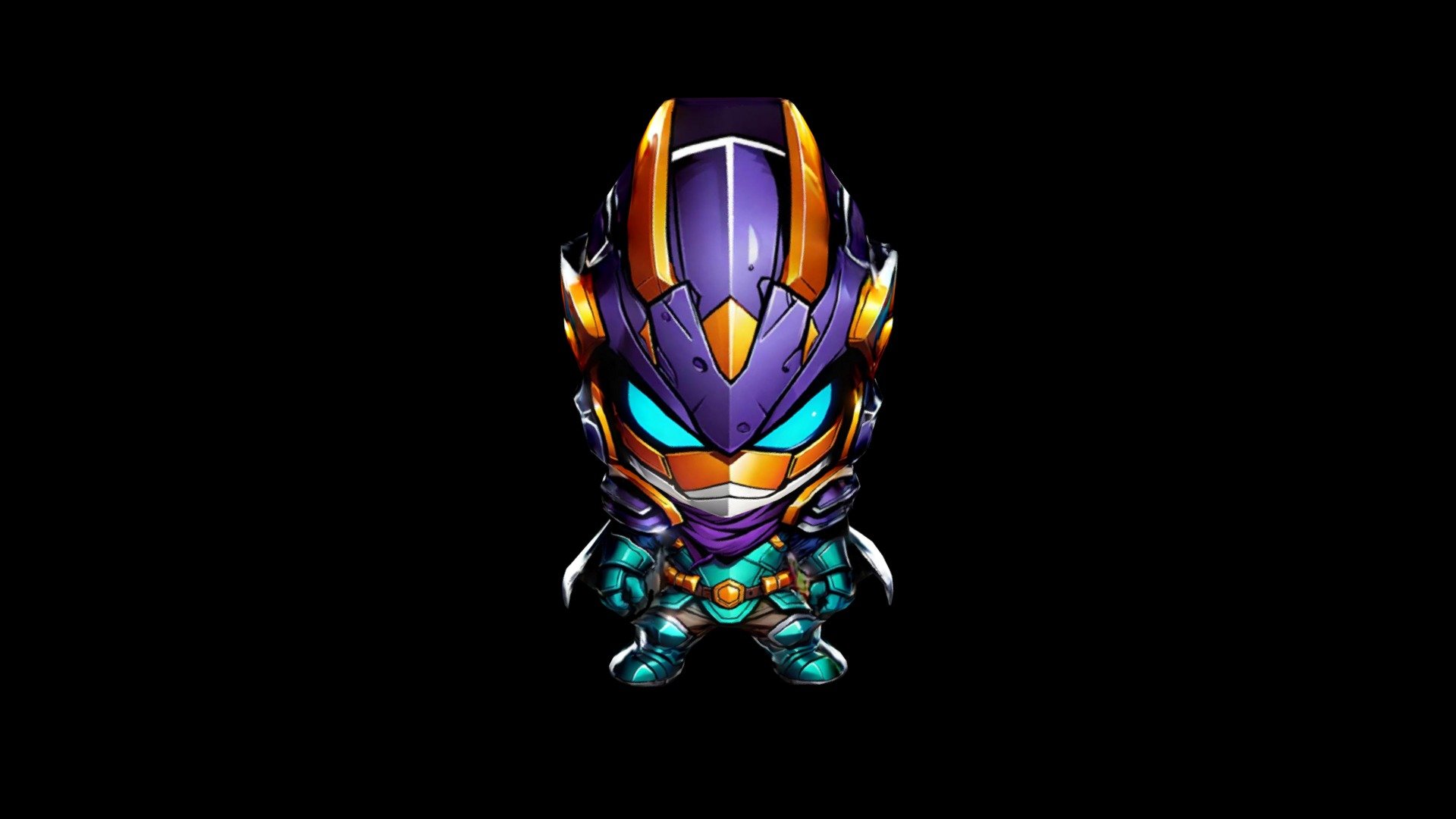 A chibi-style character with a helmet and large - Download Free 3D ...