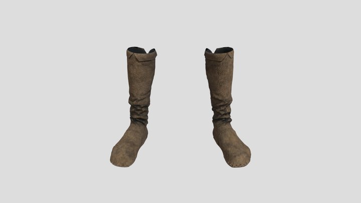 medieval leather boots 3D Model