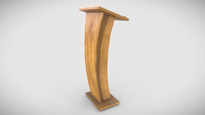 Wooden Curve Podium 3D Model