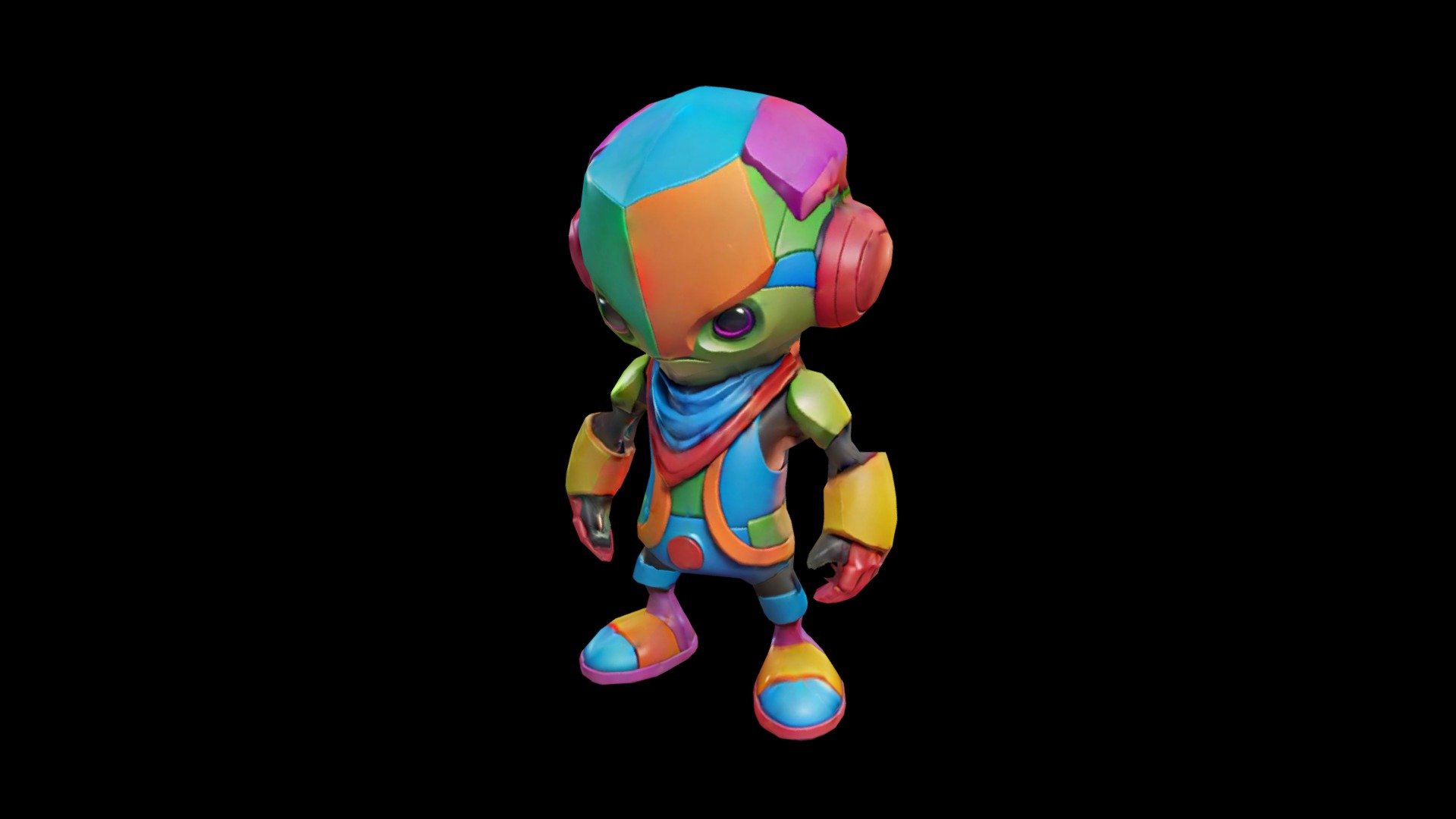 A 3D character with a colorful design, wearing a - Download Free 3D ...