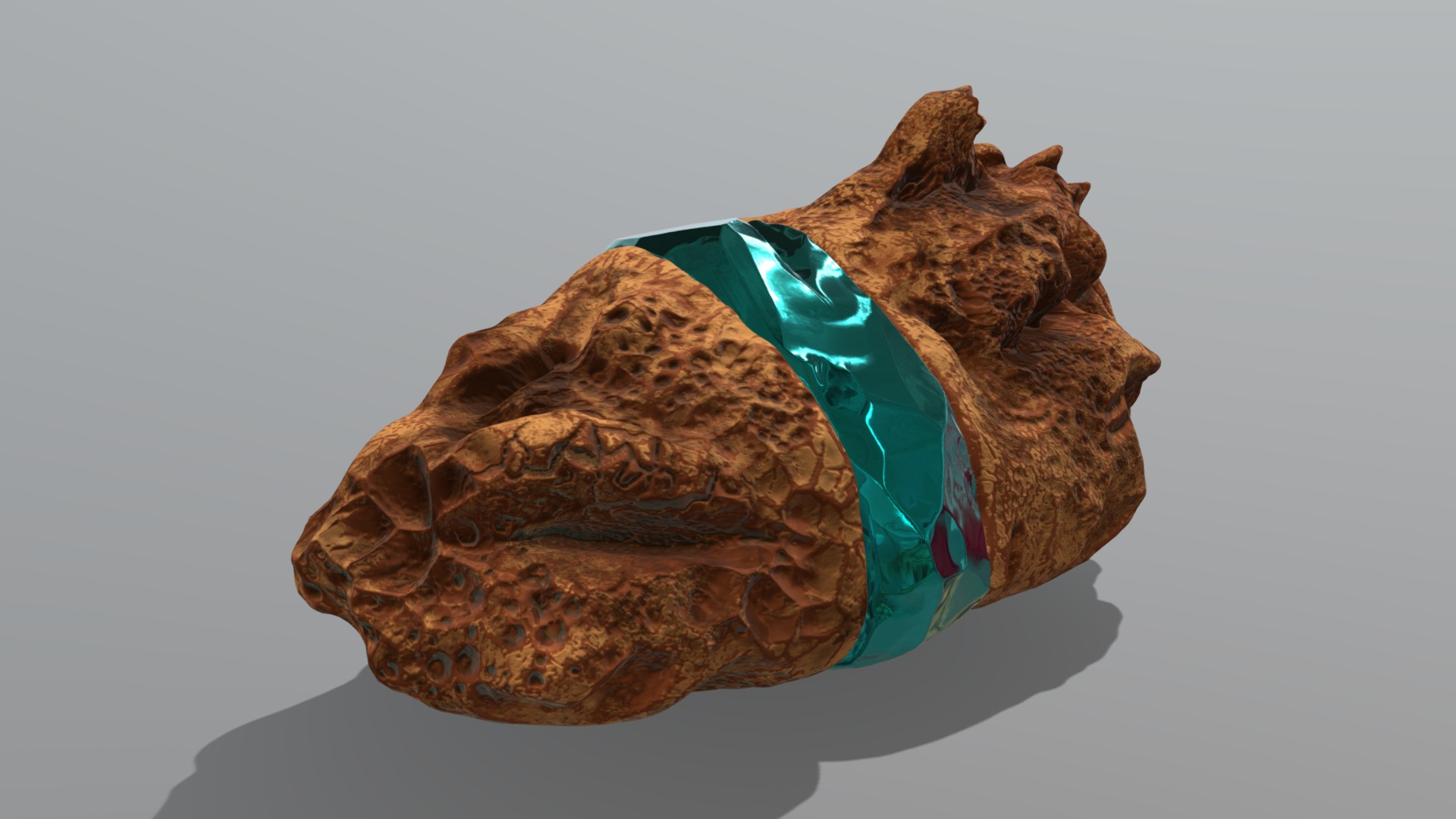 3D model Decoration Stone Emerald - This is a 3D model of the Decoration Stone Emerald. The 3D model is about a piece of wood with a blue and green design on it.