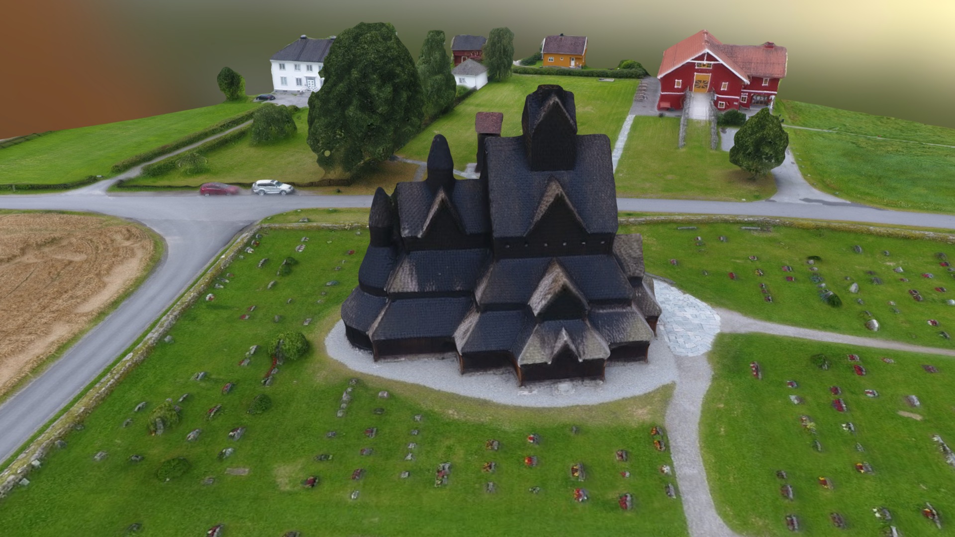 3D model Heddal Stave Church - This is a 3D model of the Heddal Stave Church. The 3D model is about a building with a red roof.
