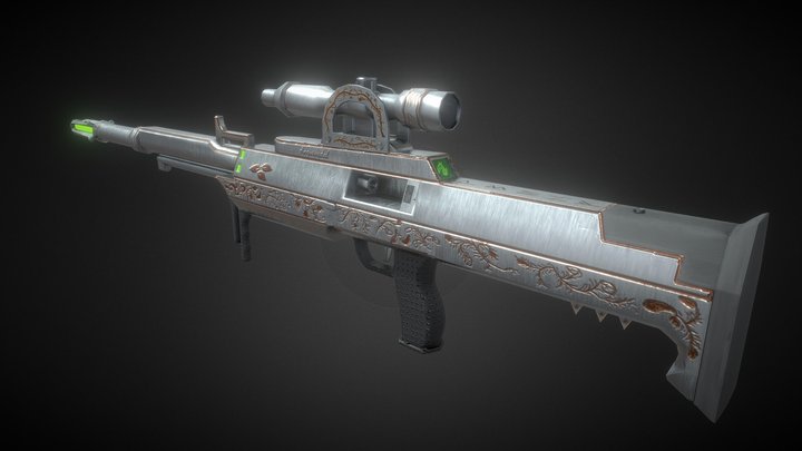 Low Polygon Sniper Rifle Gun 3D Model