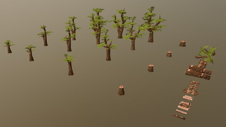Elm Trees - Spring 3D Model