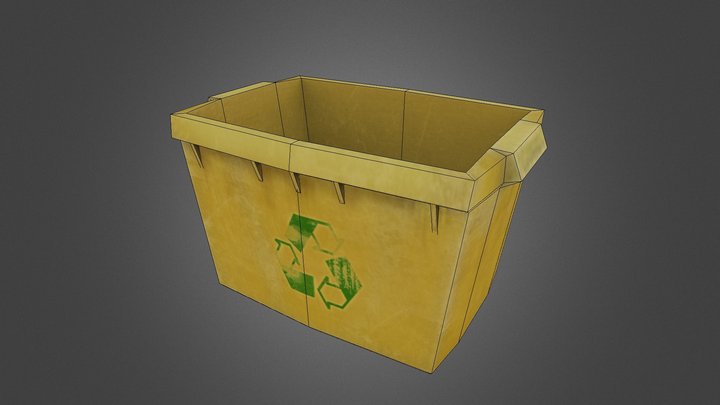 Low Poly Recycling Bin 3D Model