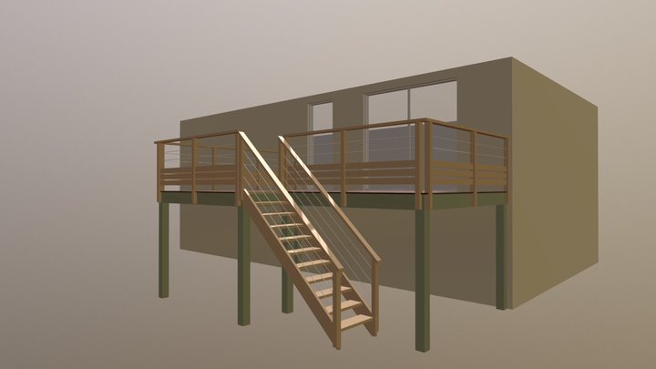 Terrasse sur poteau 3D Model