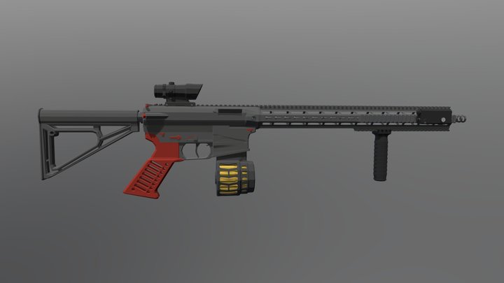 Low Poly AR-15 3D Model