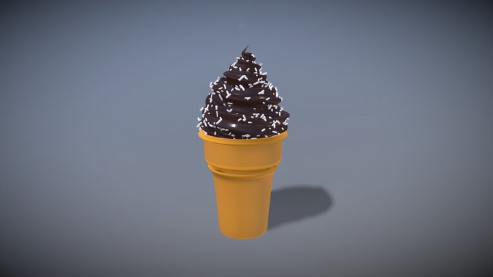 Chocolate Ice Cream with Colorful Sprinkles 3D Model