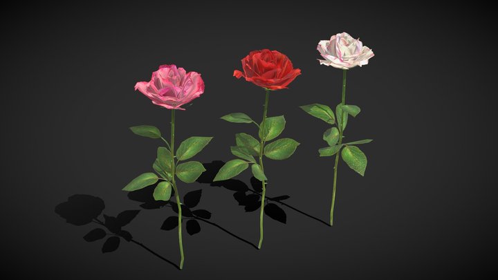 Roses - low poly 3D Model