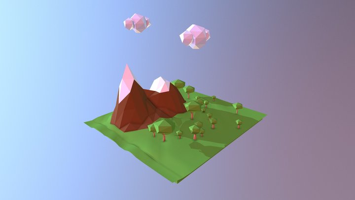 Low Poly Mountain 3D Model