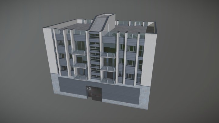 Midrise Residential #2 - 3 stories - Center 3D Model