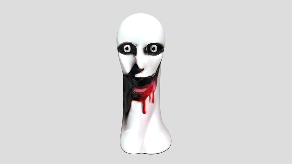 white ghost-like figure with bloodstain