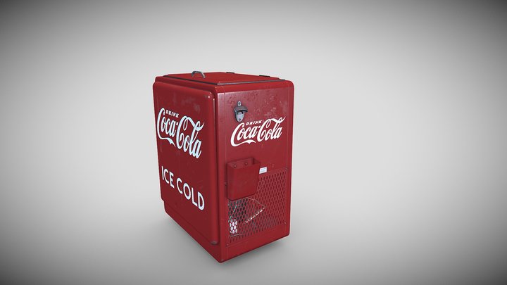 Vintage Coke Refrigerator Repro Game Res 3D Model