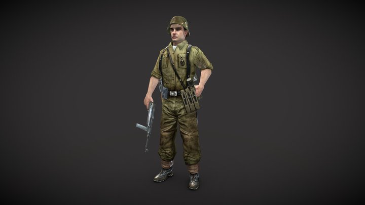 German WWII Soldier 3D Model