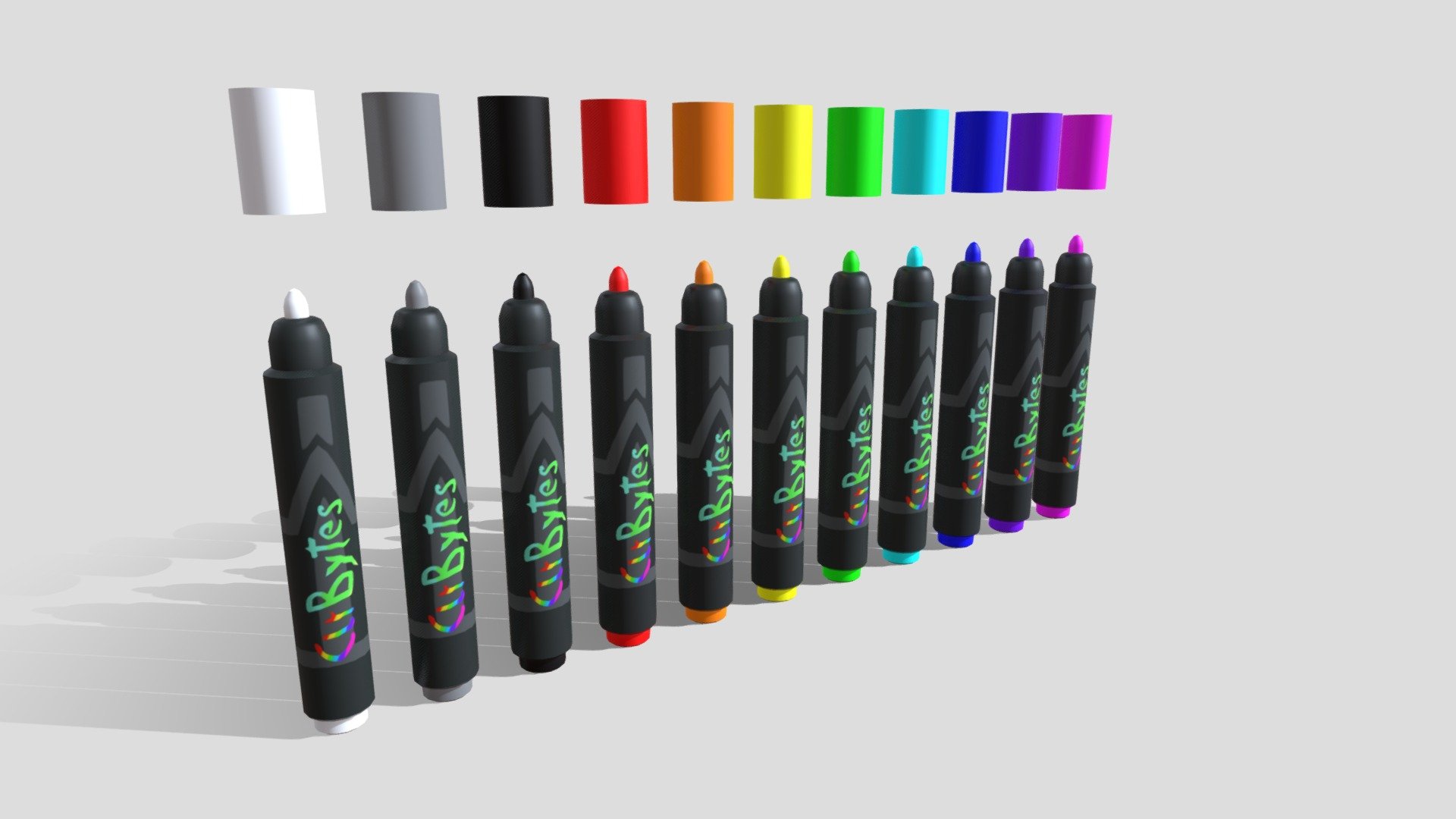 Art Supplies Markers Buy Royalty Free 3D model by OfficialBytes