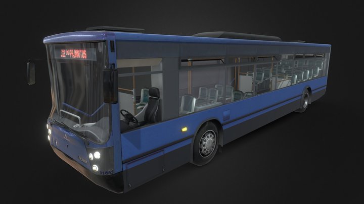 Scania k230 bus + interior (Low Poly) VR-AR 3D Model