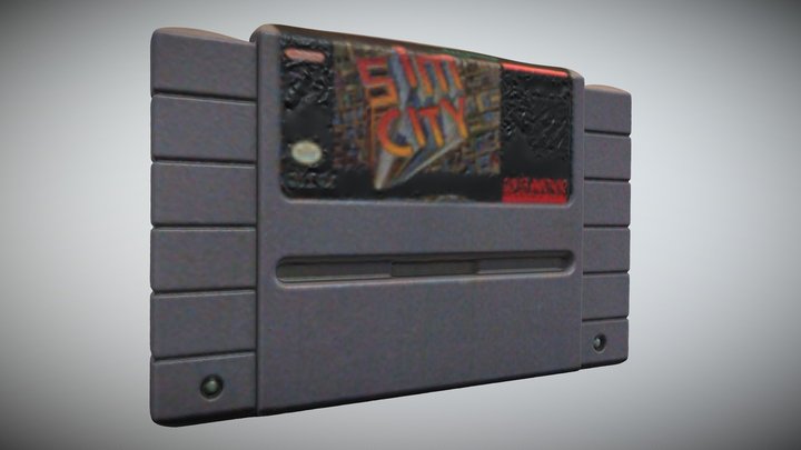 3D Scanned Sim City SNES Cartridge (Low Res) 3D Model