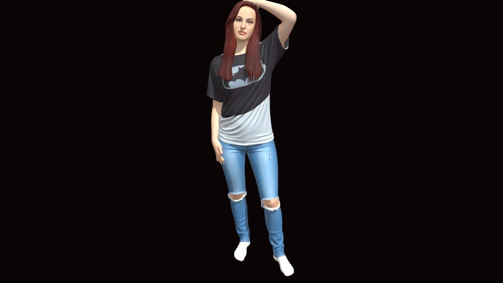 Poses in a Batman T-Shirt