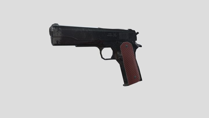 M1911 Low Poly Textured 3D Model