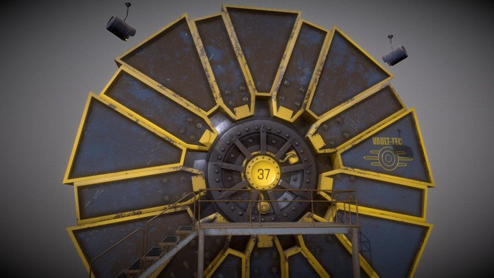 Vault-Tec - Vault 37 gate with stairs 3D Model