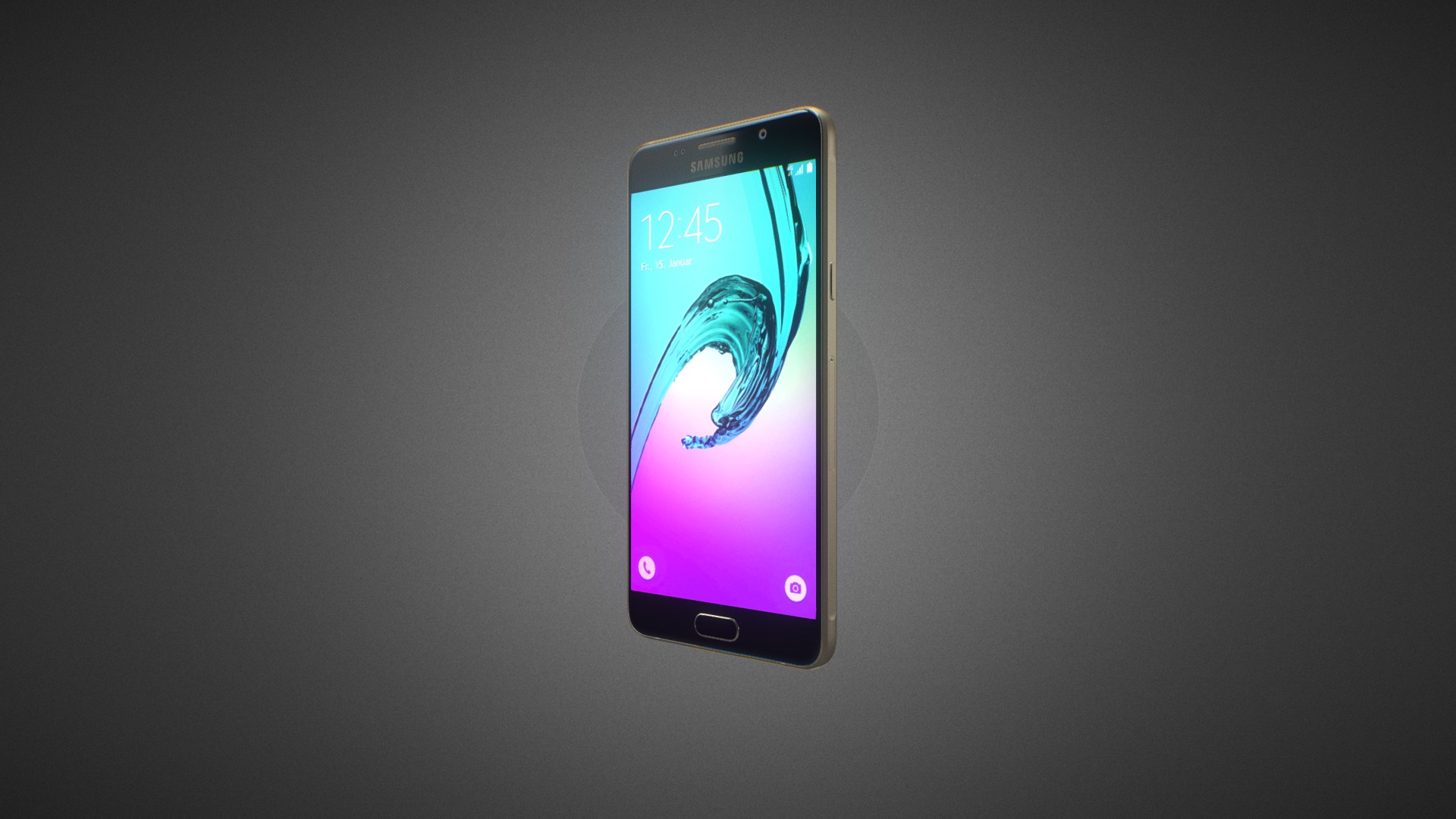 3D model Samsung Galaxy A5 2016 for Element 3D - This is a 3D model of the Samsung Galaxy A5 2016 for Element 3D. The 3D model is about a cell phone with a blue screen.