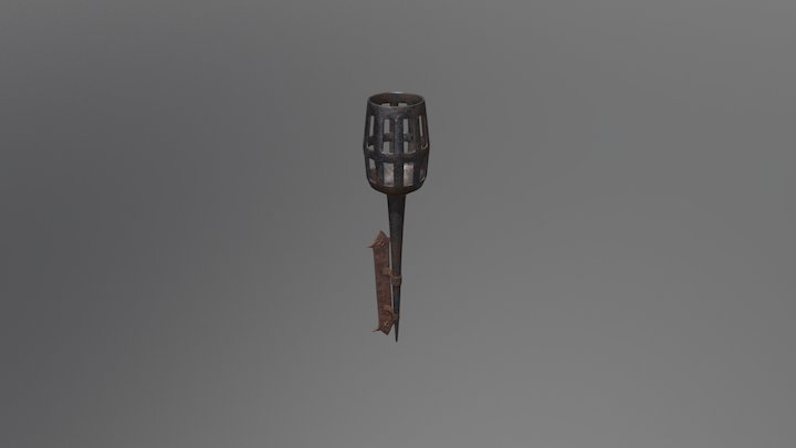 Medieval Iron Torch 3D Model