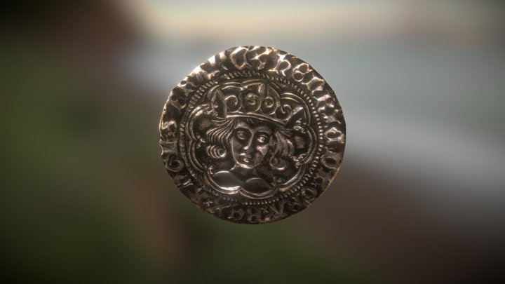 Henry IV Groat Low Poly Coin 3D Model