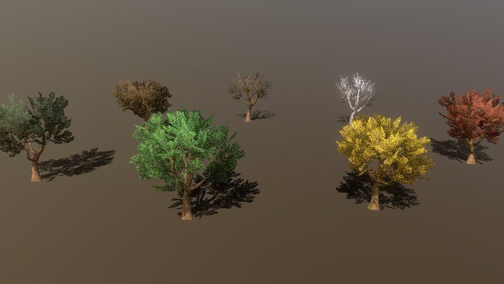 Low Poly Season Trees 3D Model