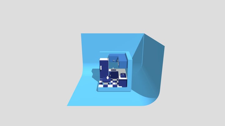 Kitchen Room Isometric Design 3D Model