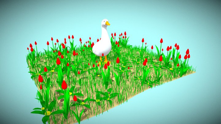 Goose in the tulips 3D Model