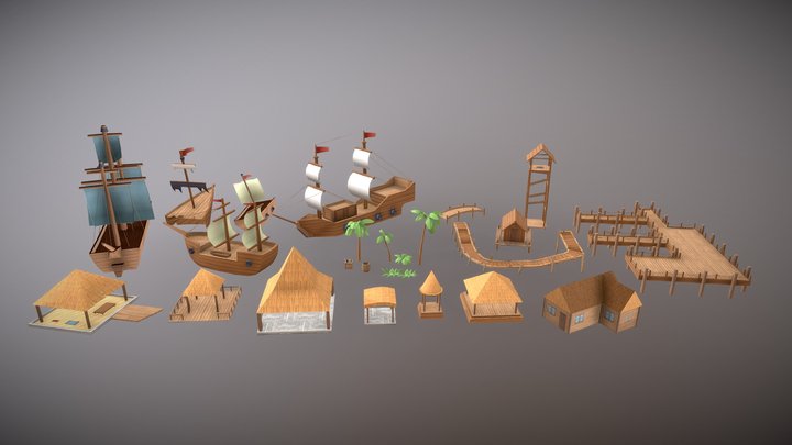 Stylized Pirate Island Pack – Low Poly 3D Assets 3D Model