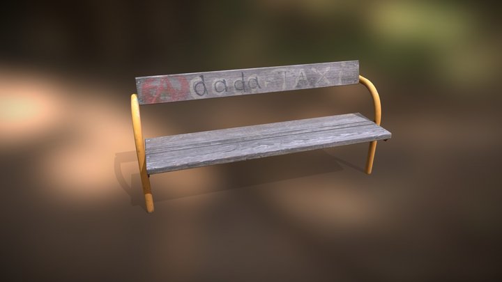Park Bench with Graffiti 3D Model