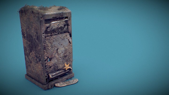 Trash Bin, Ocean Variant 3D Model