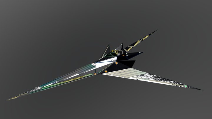 Low Poly Ship - Kitsune Starskipper (metal) 3D Model