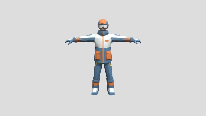 Low Poly Snowboarder 3D Model