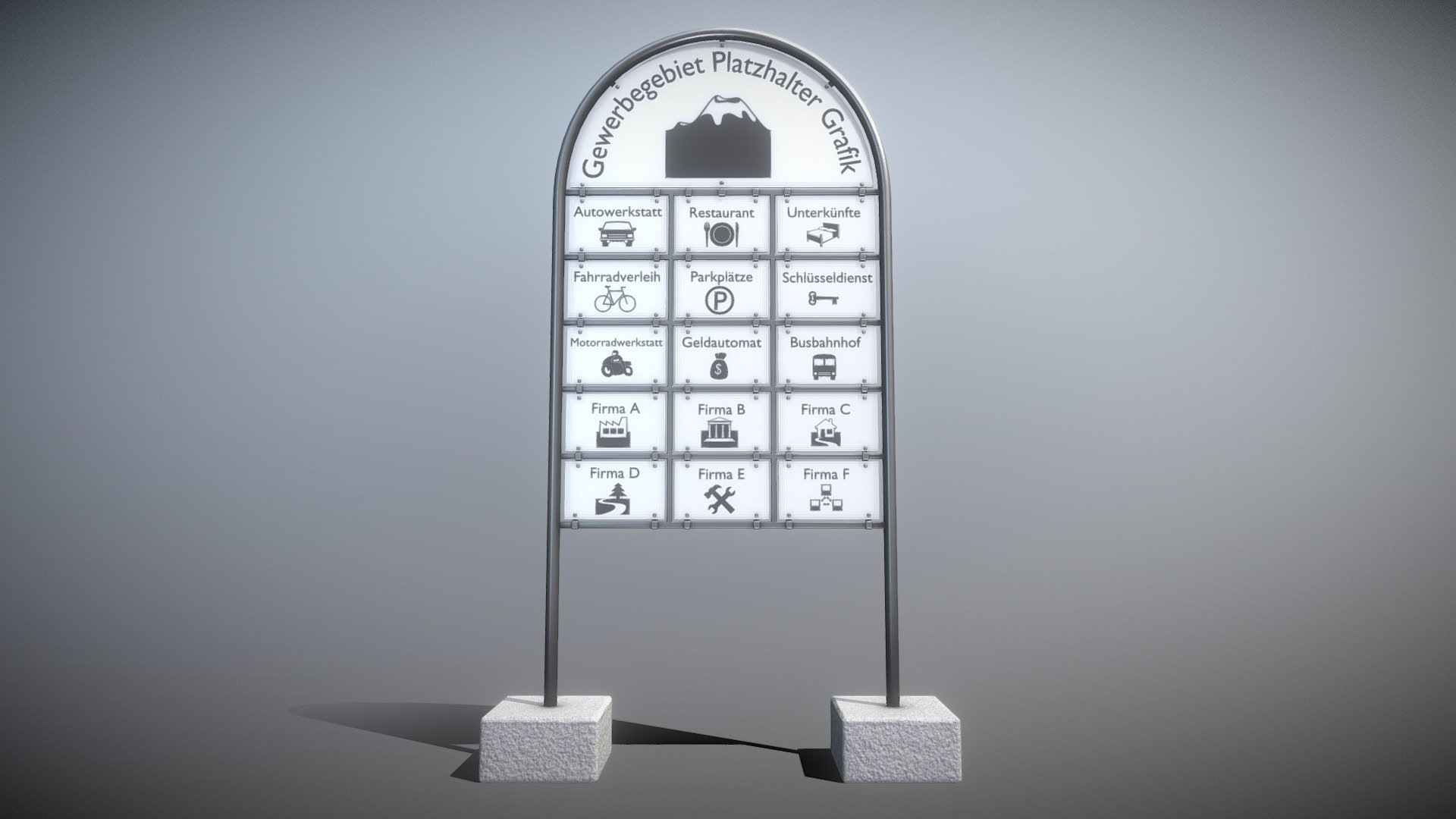 Company Signpost 3 Columns Low-Poly Version - Buy Royalty Free 3D model ...