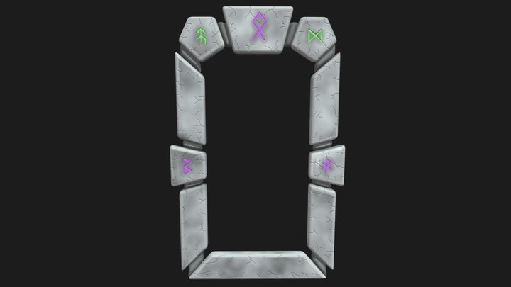 Handpainted Runic Mirror Frame 3D Model