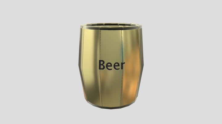 Gold Beer Barrel 3D Model